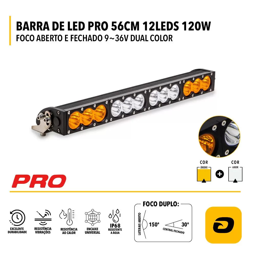 Barra de Led PRO Tarponn Dual Color 56CM 120W Foco Duplo