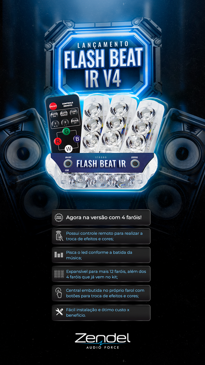 Kit 4 Strobos RGB + Central + Controle